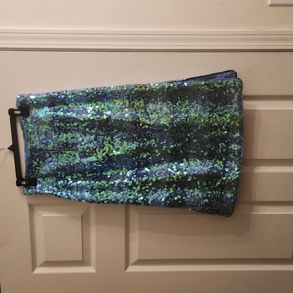 Maeve Brix Sequined Palette Straight Pencil Side Slit Skirt - Picture 5 of 6